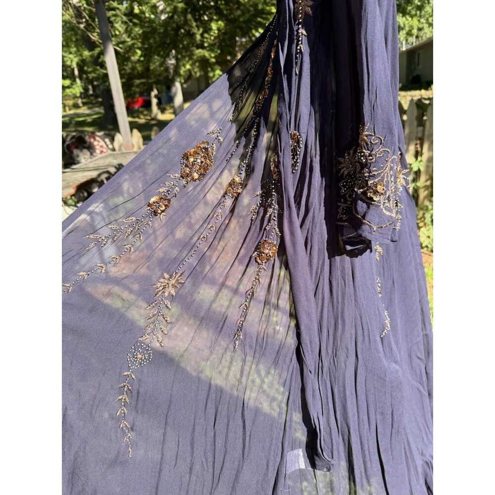 Free People Women’s S Embellished Velvet Maxi Duster Coat Boho Sequin NWT $800 - Picture 7 of 16